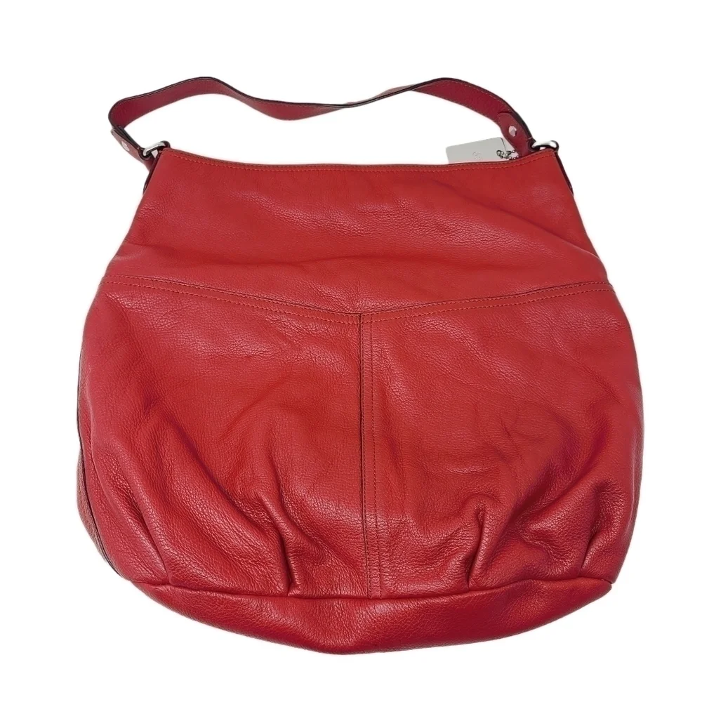 Polo Ralph Lauren | Women's Red Front Fold-Over Leather Hobo Bag (One Size)